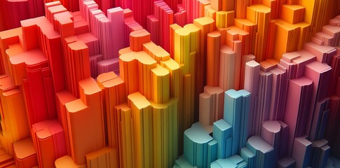 Colorful 3d Cityscape with Vibrant Buildings in Abstract Style