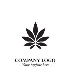 Leaf Logo Symbol Black on White Background in Elegant Minimalist Vector Design for Eco Branding