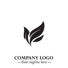 Leaf Logo Symbol Black on White Background in Elegant Minimalist Vector Design for Eco Branding