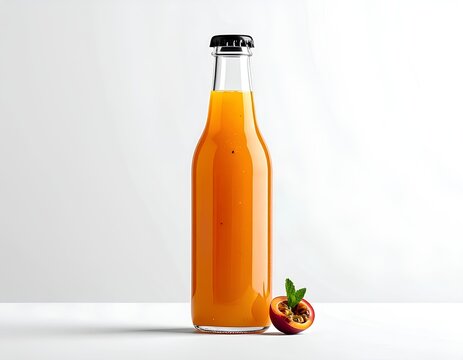 bottle of passion fruit on white background