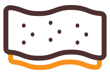 Minimal vector icon showing a cross-section of skin with fat layer beneath, representing pork skin or fatty meat design.