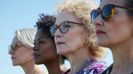 Elegant mature women in sunlight with bold expressions