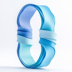 An abstract design features an infinite loop rendered in shades of blue, symbolizing continuity and flow, presented isolated in white background for versatile design applications.