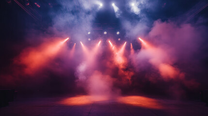 Obraz premium Vibrant Concert Stage with Blue and Red Spotlights