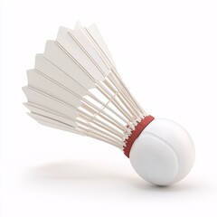 Studio shot showcasing a shuttlecock isolated in white background, perfect for sport related projects and advertisements. This classic piece of sporting equipment can enhance the visual.
