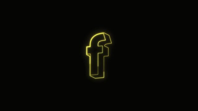  Alphabet f Neon Text Seamless Loop 4K with Black Background Animated Promotional Typography for Video Editing
