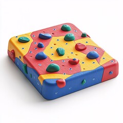 A colorful climbing wall isolated in white background is designed for indoor fitness and sport activities, offering a challenging and fun experience for all ages and fitness levels.