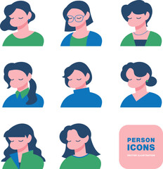 Fototapeta premium 女性の上半身アイコンのイラスト素材