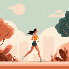 Trail through fall trees illustration