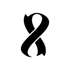 Black Ribbon Loop Graphic Shape Isolated White Background