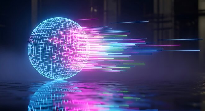 Futuristic Data Sphere - A Neon-Lit Vision of Digital Connectivity.