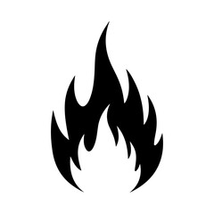 Minimalist Black Flame Icon Vector Design on White Background