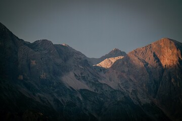 Fototapeta premium beautiful view to the austrian alps in salzburg at the sunset in autumn