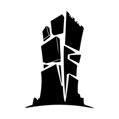 Abstract Black and White Fragmented Geometric Architectural Structure Graphic