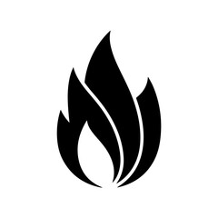 Obraz premium Minimalist Abstract Flame Icon Composed of Black Organic Shapes on White Background