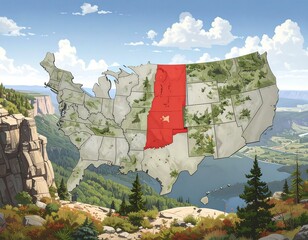 US Map Highlighting a Specific Region