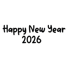 Happy new year 2026 text, a playful and cheerful design for the upcoming year