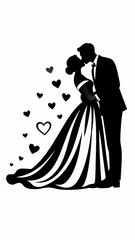 Silhouette of a kissing couple