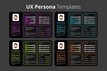 UX persona templates, perfect for UX/UI designers, product managers, and researchers. Ideal for presentations, workshops, and usability projects.