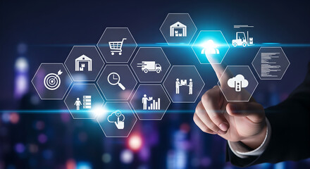 Supply Chain Management Logistics Technology Holographic Interface Business Hand Copy Space