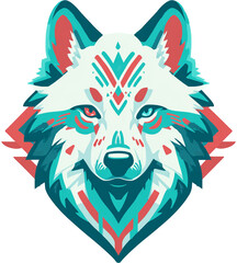 Obraz premium Stylized wolf head illustration isolated on transparent background in tribal style design