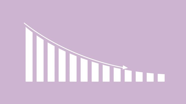 corporate business decline infographic with falling arrow white line.