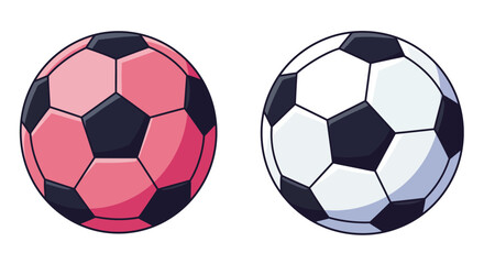 Two stylized soccer balls shaped like eggs a playful design element