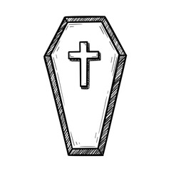 Obraz premium Coffin with cross vector illustration on transparent background 