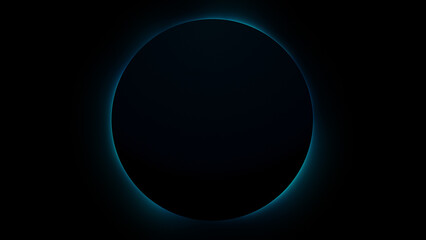 Abstract glowing neon light circle with radiating waves. Geometric design with round frames, rings, and glowing lines creating a futuristic digital aesthetic. Perfect for technology visuals, digital a