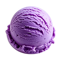 Fototapeta premium A perfect, spherical scoop of vibrantly purple ice cream sits against a black background