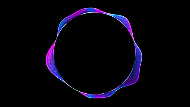 Abstract colorful round frame with liquid circle shape. Futuristic geometric frame on a dark sci-fi fantasy background. Perfect for logos, digital art, technology visuals, sci-fi illustrations, and mo
