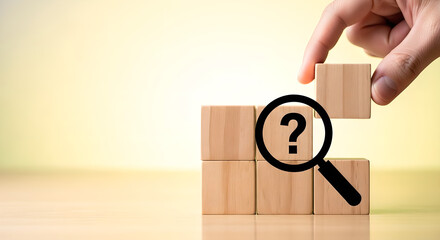 Question Search Problem Solution Business Wooden Blocks Copy Space