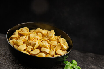 Ravioli raw filled homemade pasta filled raviolis tasty snack fresh delicious gourmet food background on the table rustic top view copy space vegetarian food