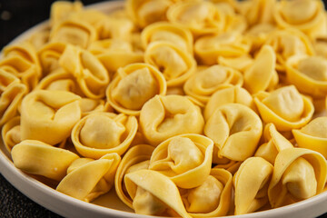 Ravioli raw filled homemade pasta filled raviolis tasty snack fresh delicious gourmet food background on the table rustic top view copy space vegetarian food