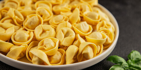 Ravioli raw filled homemade pasta filled raviolis tasty snack fresh delicious gourmet food background on the table rustic top view copy space vegetarian food