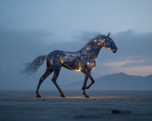 A majestic horse with a constellation of stars