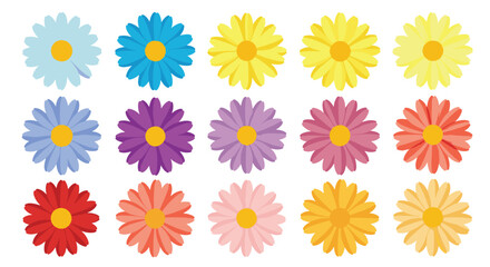 Fototapeta premium A vibrant collection of colorful daisy flowers in a grid arrangement.