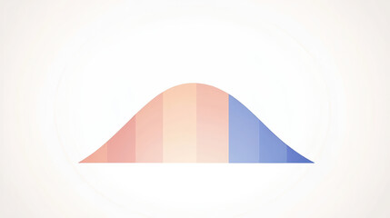 A smooth bell curve divided into pink and blue sections, representing data distribution, with a neutral background.