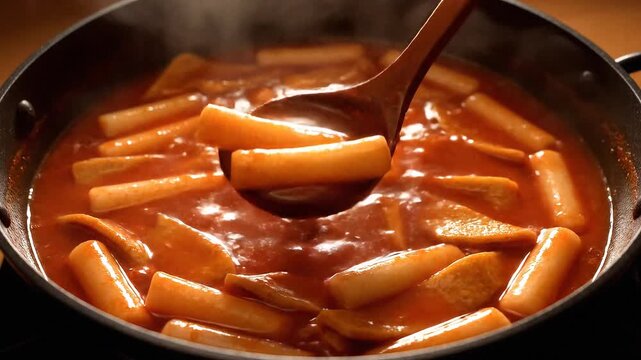 Bubbling Tteokbokki in Rich Spicy Sauce