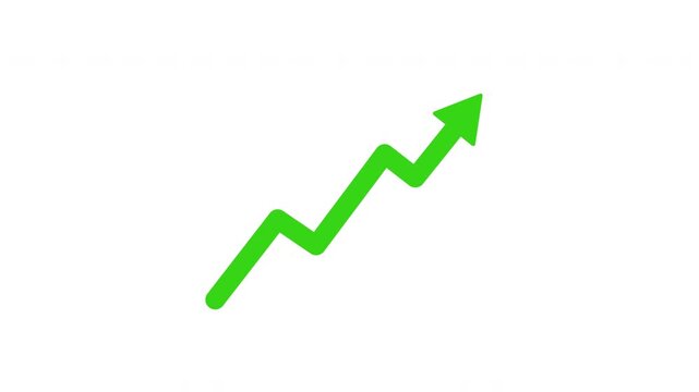Green growth upward trend arrow icon animated video