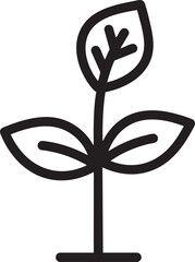 Delicate Plant with Leaves Silhouette Black Vector Illustration