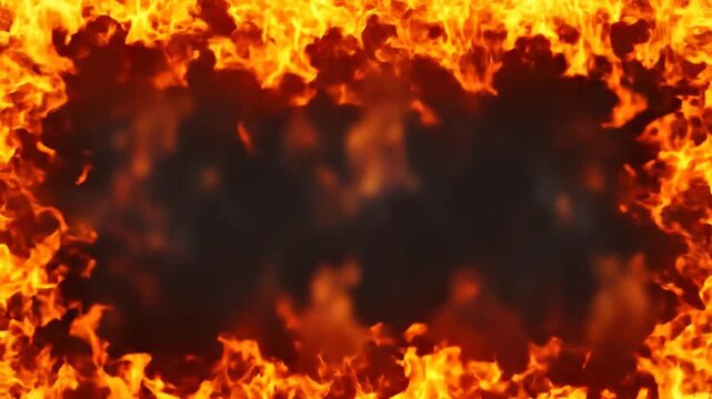 Dynamic fiery flames burning brightly, intense heat and energy for powerful visuals