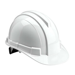 Isolated white hard hat, safety gear, three-quarter view, smooth, glossy finish