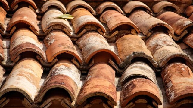 Fireresistant roofing tiles arranged in rows on a sloped roof with clear focus on their heatresistant properties and weather durability.