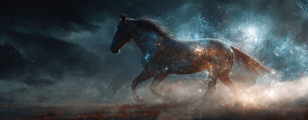 A majestic horse with a constellation of stars