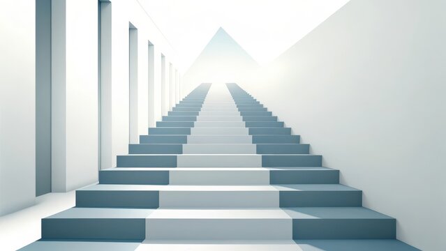 Ascending Staircase Illustration Leading to a Pyramid Structure