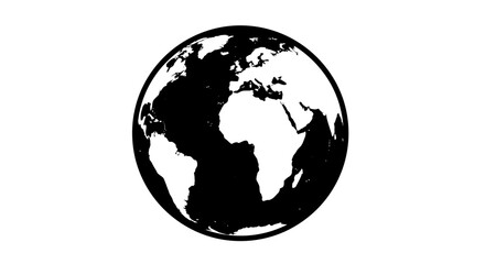 Obraz premium Monochrome globe silhouette showcasing africa and europe