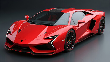 Naklejka premium A red sport car parking on white background.