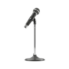 Professional microphone with stand, isolated on transparent background