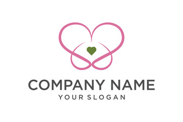 Heart shape icon with green center logo